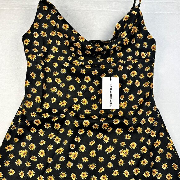 WeWoreWhat Black Babydoll Midi Slip Dress Size 6 Daisy Print Fairy Grunge NWT - Picture 10 of 13